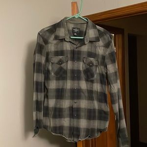 American Eagle Blue/Gray Plaid Shirt (Large)